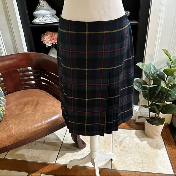 Brooks Brothers Green Wool Pleated Skirt Size 8 - Picture 1 of 8